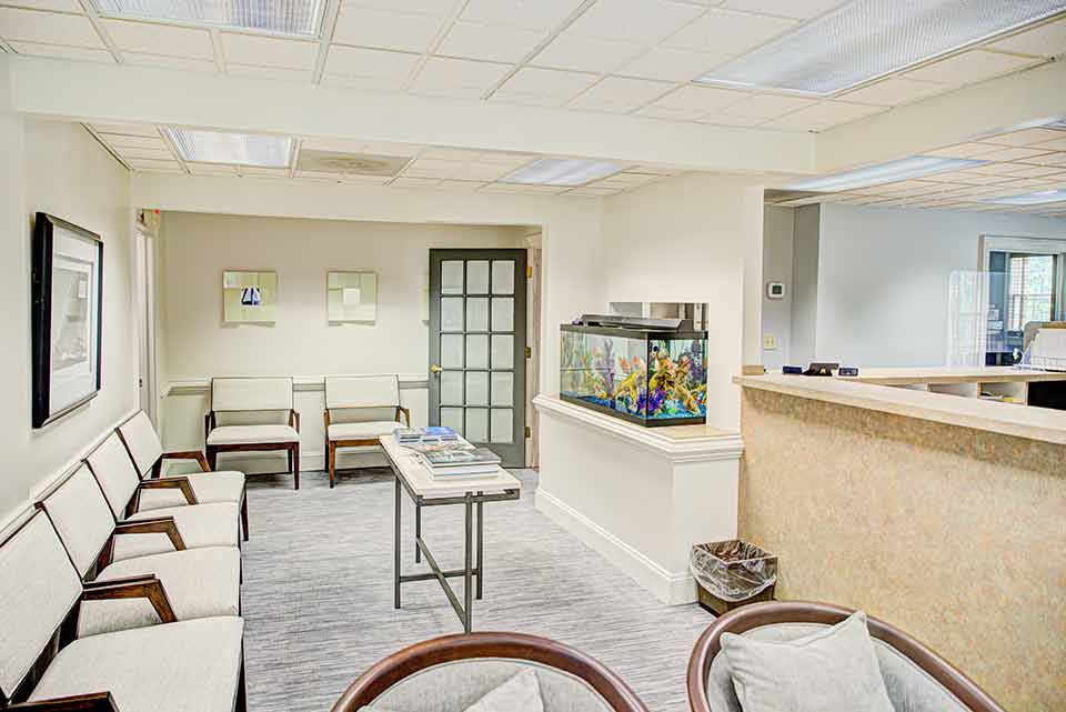 Waiting area at Myers Park Dental Partners in Charlotte, NC.