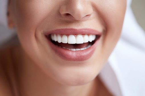 Close up of smiling mouth with beautiful teeth